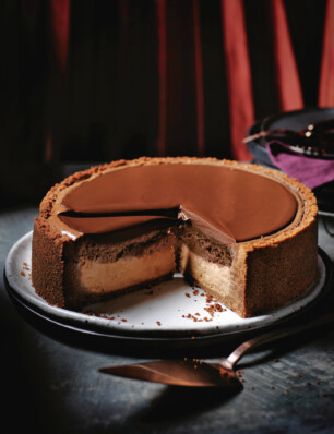 chocolade cheesecake met karamel