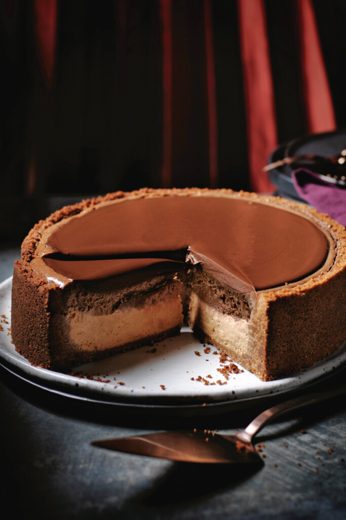 chocolade cheesecake met karamel