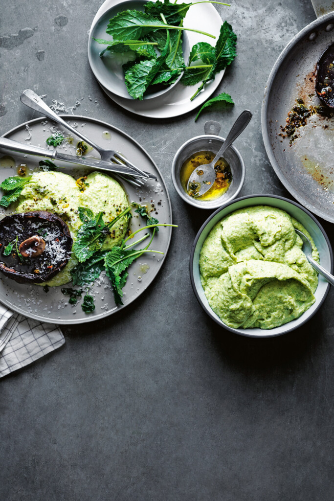 polenta met parmezaanse kaas en paddenstoelen