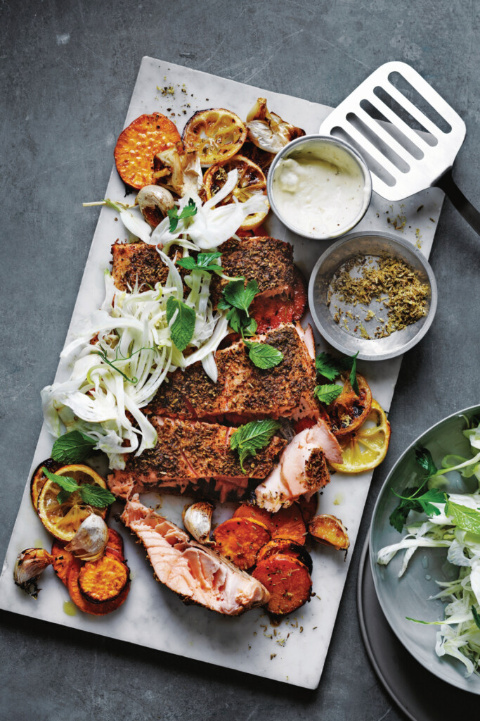 zalm in zoutkorst met venkel & citroencrème