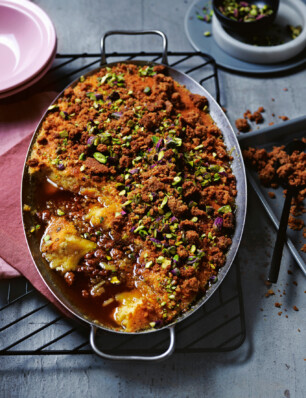 citroenpudding met pistachekruimels