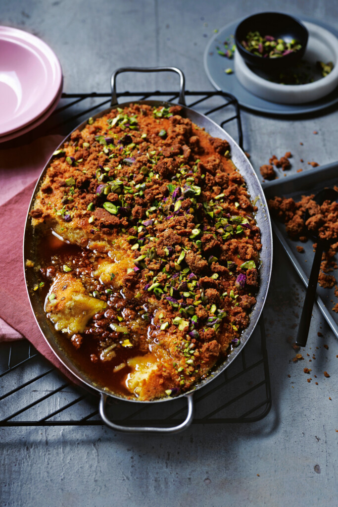 citroenpudding met pistachekruimels