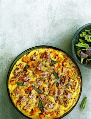 zoete aardappel-frittata met maar 6 ingrediënten