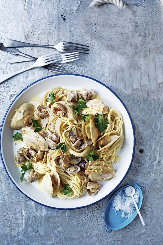 spaghetti vongole in witte wijn