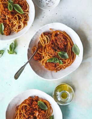 vega pasta bolognese met bloemkool