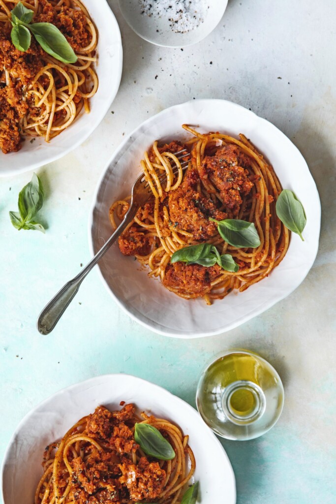 vega pasta bolognese met bloemkool