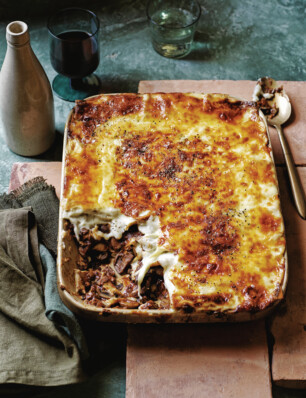 vegetarische lasagne met paddenstoelen