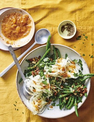 sperziebonen-venkelsalade met perzikmostarda