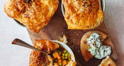 pasteitjes met pompoencurry & komkommerraita