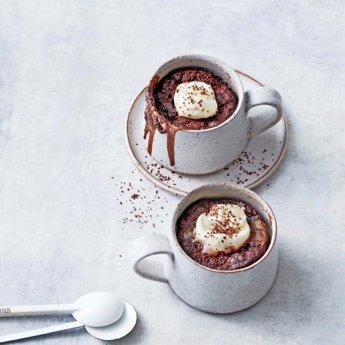 chocolade-mugcake simpel dessert