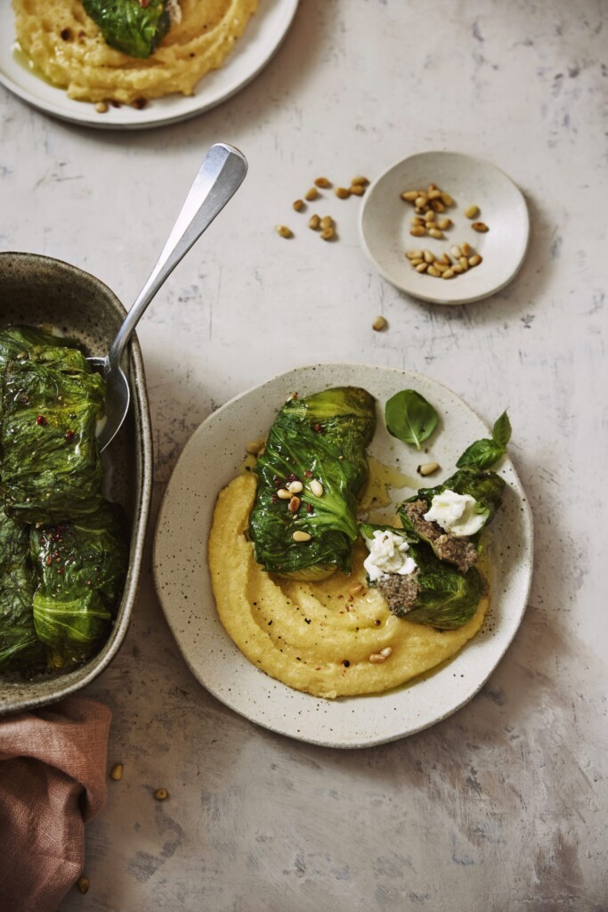 andijvierolletjes met paddenstoelentapenade en mozzarella