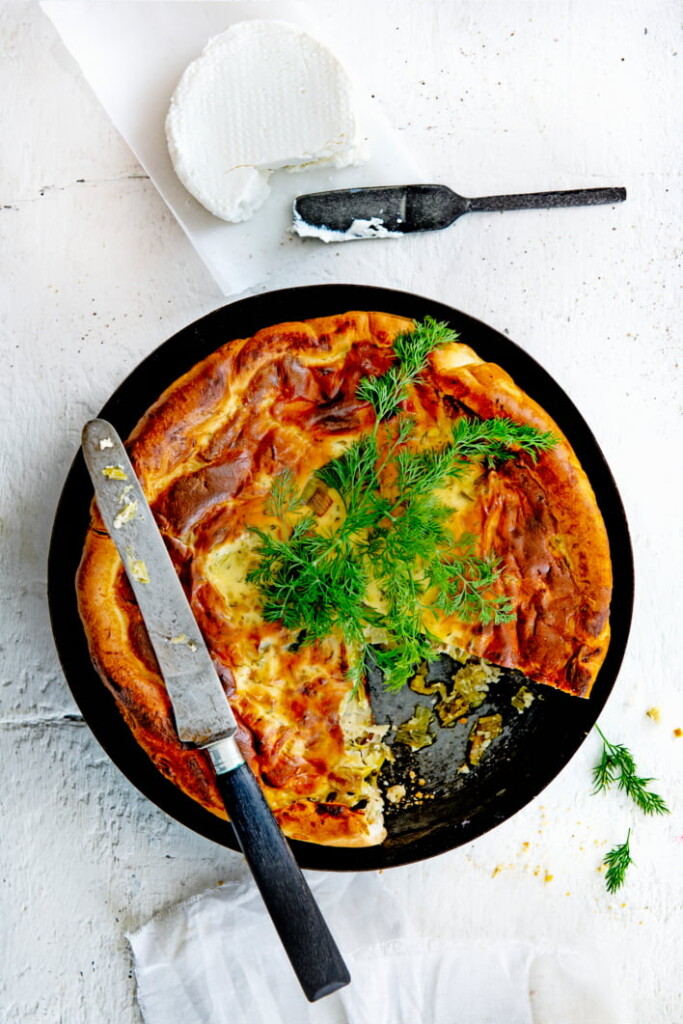 quiche met prei, dille, ricotta en geitenkaas