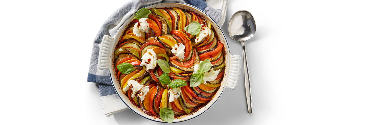 Paprika ratatouille met aceto balsamico en mozzarella