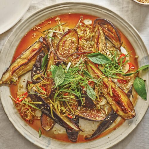 geroosterde aubergine met sesam