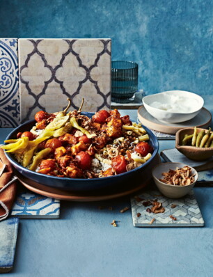 koshari (vega streetfood uit Egypte)