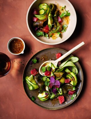 sashimi met gegrilde paprika