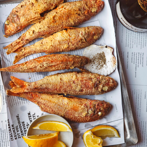 gefrituurde rode mul met venkelzaad