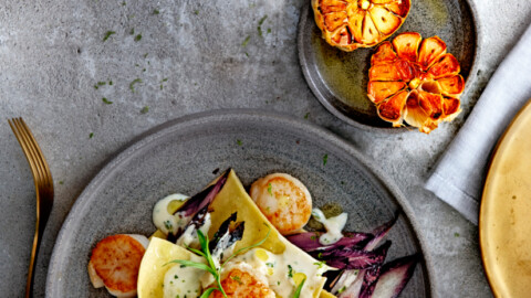 recepten met coquilles coquilles met dragon-limoensaus en roodloflasagne