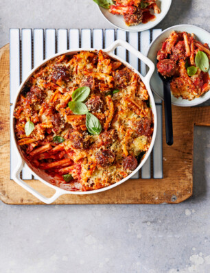 pasta met gehaktballetjes al forno