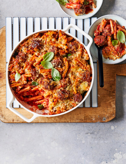 pasta met gehaktballetjes al forno