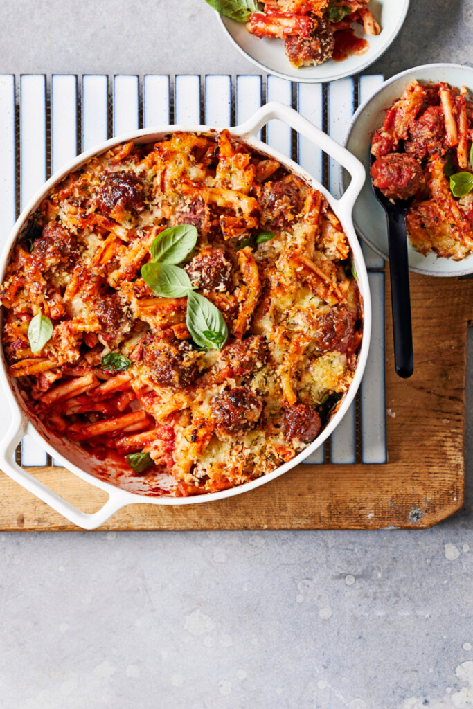 pasta met gehaktballetjes al forno