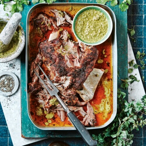 lamsschouder met mojo verde