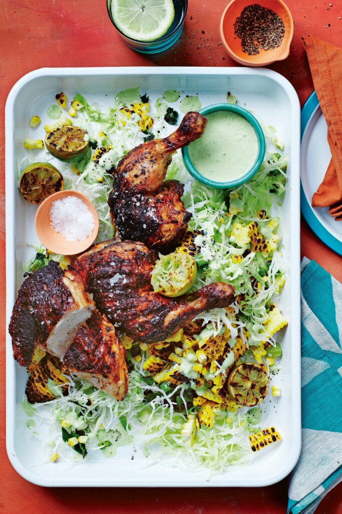 pikante gegrilde kip met ijsbergsla