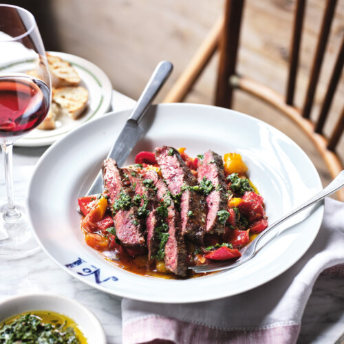 flat iron steak met peperonata