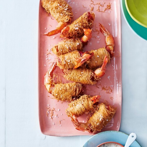 garnalen in kataifideeg met ham