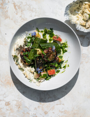 nazomeren! Boursin met honing, rozemarijn en gegrilde perzik