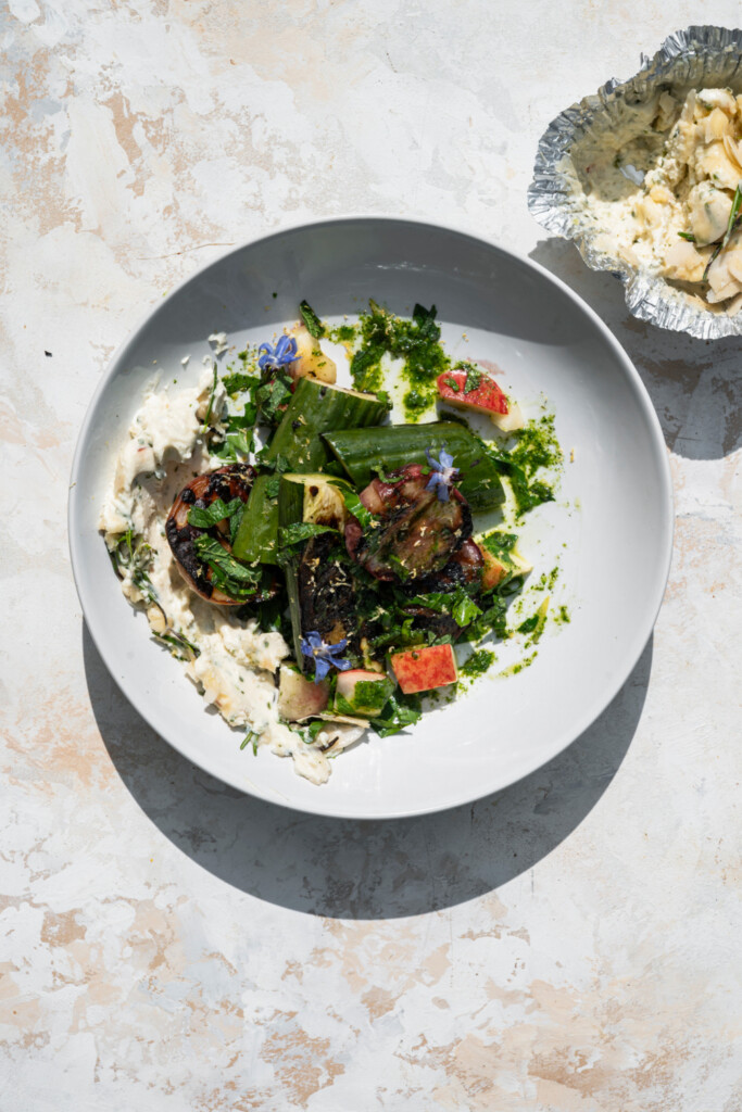 nazomeren! Boursin met honing, rozemarijn en gegrilde perzik