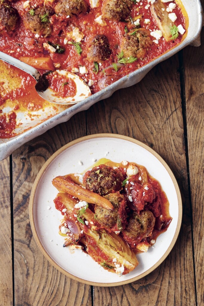 traybake met gehaktballetjes uit de nieuwe Jamie Oliver