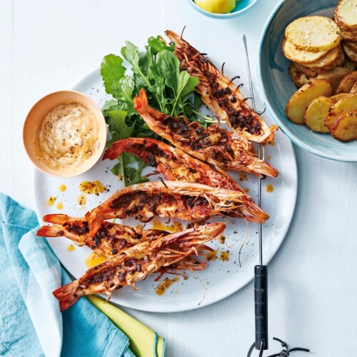 gegrilde garnalen met chorizo-peperboter