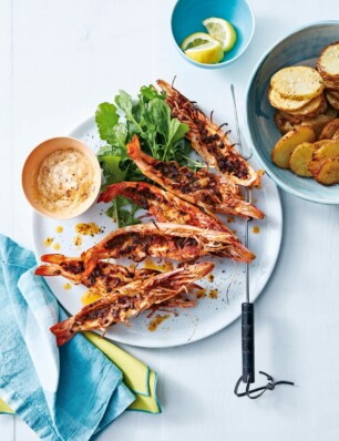 gegrilde garnalen met chorizo-peperboter