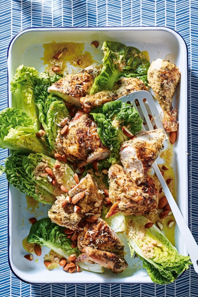 kip van de bbq met ansjovis-pecorinodressing