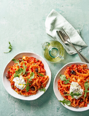 mafaldine met creamy paprikasaus en burrata