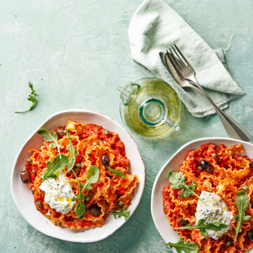 Mafaldine met creamy paprikasaus en burrata