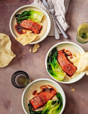 sticky zalmfilet met bloemkool-kokoscrème van Yvette van boven