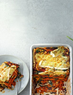 lasagne met pompoen, spinazie en taleggio