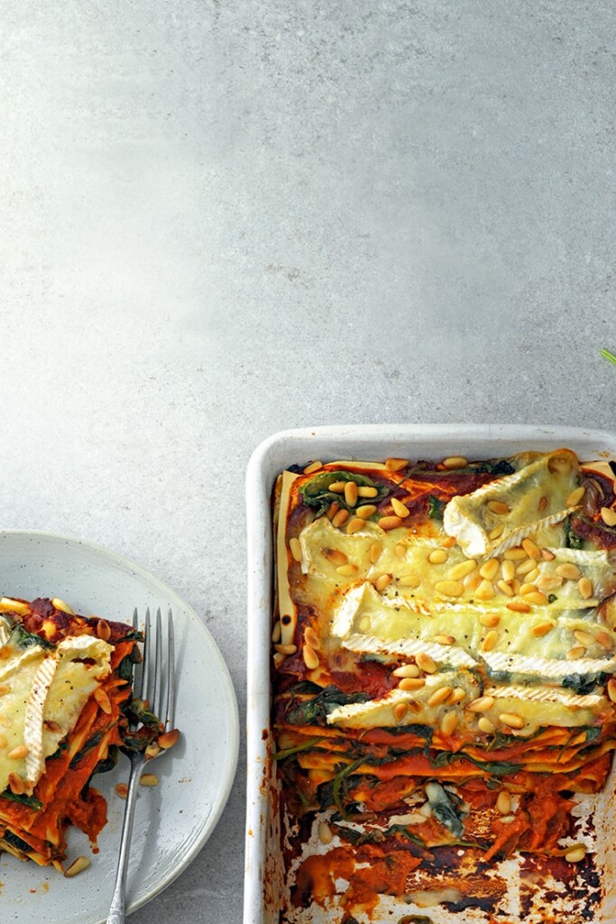 lasagne met pompoen, spinazie en taleggio