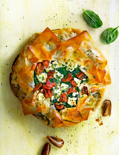 spinazietaart met dadels en feta