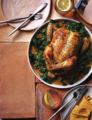 gebraden kip met kruidige spinazie