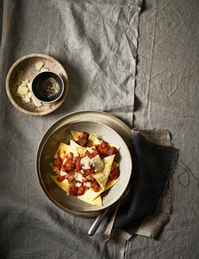 maltagliata met een stoof van wild zwijn & balsamicoazijn