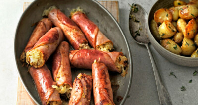 zuurkoolrolletjes met ham en tijmkrieltjes