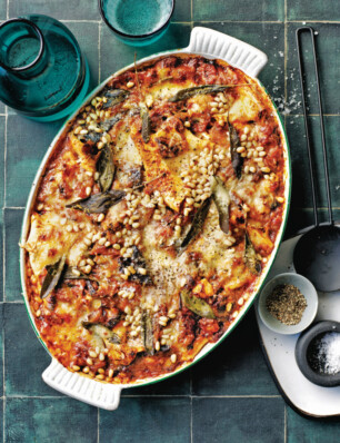 lasagne met aubergine en drie kazen