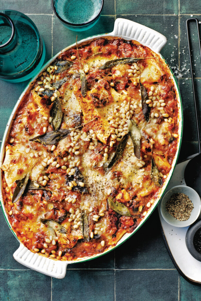 lasagne met aubergine en drie kazen