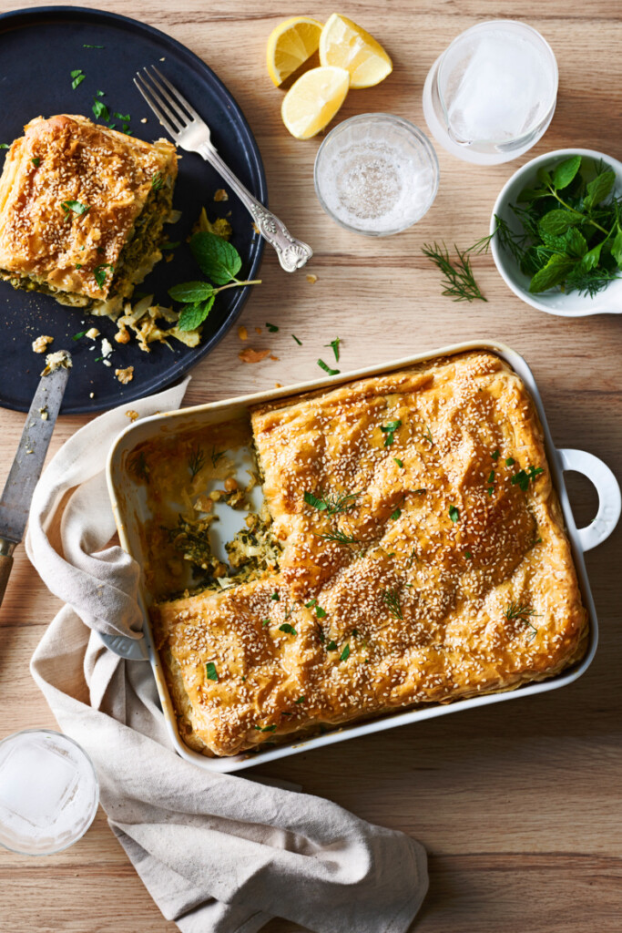 broccoli-spinaziepastei met kikkererwten en feta