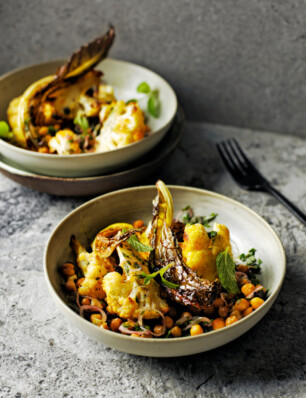 kikkererwtensalade met geroosterde bloemkool