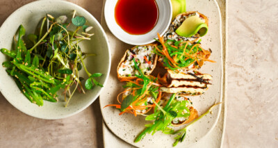 warme tofoebuideltjes met gemberrijst