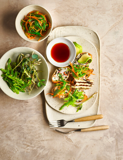 warme tofoebuideltjes met gemberrijst